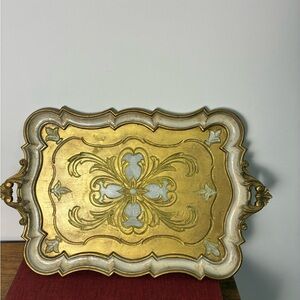 Vintage Italian Florentine Gilt Wood Tray – Made in Italy